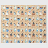 水色コーヒー ラッピングペーパー (フラット)