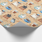 水色コーヒー ラッピングペーパー (コーナー)