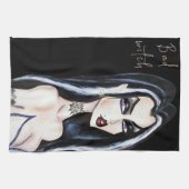 水色ゴシック悪い魔女ハロウィーン キッチンタオル (横)