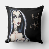 水色ゴシック悪い魔女ハロウィーン クッション (正面)