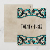水色ゴシック様式の渦巻き表の番号葉書 ポストカード (正面/裏面)