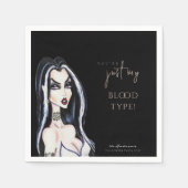 水色ゴシック魔女ハロウィーンブラック スタンダードカクテルナプキン (正面)