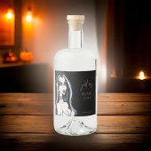 水色ゴシック魔女ハロウィーンブラック リキュールボトルラベル