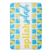 水色ゴムアヒルのスプラッシュ市松模様に バスマット (正面縦)