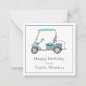 水色ゴルフカートのギフト囲いカード ノートカード (正面)