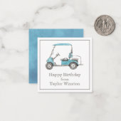 水色ゴルフカートのギフト囲いカード ノートカード (正面/裏面インサイチュ)