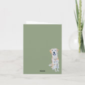 水色ゴールデンレトリエバードッグセージありがとう カード (裏面)