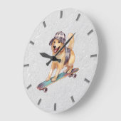 水色ゴールデンレトリバーの壁時計 ラージ壁時計 (傾斜)