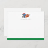 水色サッカーとヘルメットグリーン ノートカード (正面/裏面)