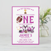 水色サッカーオールスターピンク1日の誕生日 招待状 (スタンド正面)