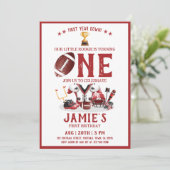 水色サッカーオールスターレッド1st誕生日 招待状 (スタンド正面)