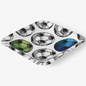 水色サッカーパーティープレート ペーパープレート (傾斜あり)