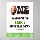 水色サッカーワンバースデーウェルカムサイン ポスター (正面)