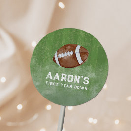 水色サッカー誕生日パーティー ラウンドシール