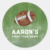 水色サッカー誕生日パーティー ラウンドシール (正面)