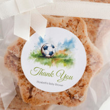 水色サッカー赤ちゃんシャワー