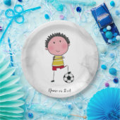 水色サッカー選手スティックボーイ美 ペーパープレート (パーティー)