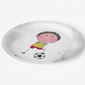 水色サッカー選手スティックボーイ美 ペーパープレート (アングル)