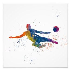 水色サッカー選手 フォトプリント           