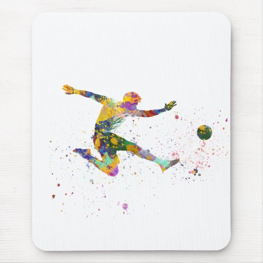 水色サッカー選手 マウスパッド (正面)
