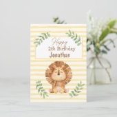 水色サファリライオン野生動物の少年の誕生日カード (スタンド正面)