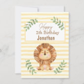 水色サファリライオン野生動物の少年の誕生日カード (正面)