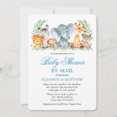 水色サファリ動物ブルーシャワーbyメール 招待状 (正面)