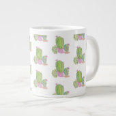 水色サボテンのパターン名ジャイアントコーヒーマグ ジャンボコーヒーマグカップ (正面右)