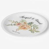 水色サボテンの花と多肉質結婚の ペーパープレート (アングル)