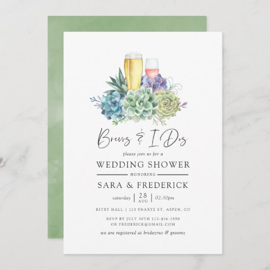 水色サボテン多肉種ブリュウとドス 招待状 (正面/裏面)