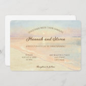 水色サンセットシーコーストパステル結婚カラー 招待状 (正面/裏面)