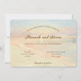 水色サンセットシーコーストパステル結婚カラー 招待状