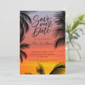 水色サンセットパームビーチ結婚式 セーブザデート (スタンド正面)