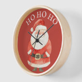 水色サンタクロースHO HO HO CUTE Christmas Red 壁時計 (傾斜)