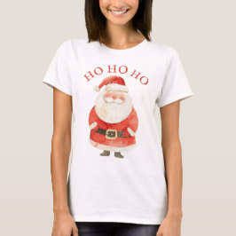 水色サンタクロースHO HO HO CUTE Christmas Tシャツ
