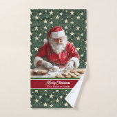 水色サンタバスタオル(家族名付) バスタオルセット (ハンドタオル)