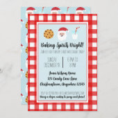 水色サンタミルク&クッキースワップ招待状 サンキューカード (正面/裏面)