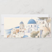 水色サントリーニ目的地の結婚式 招待状 (裏面)