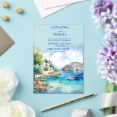 水色サントリーニ結婚ギリシャ アクリル招待状 (インサイチュ (ウェディング))