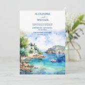 水色サントリーニ結婚ギリシャ 招待状 (スタンド正面)