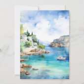 水色サントリーニ結婚ギリシャ 招待状 (裏面)