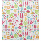 水色サンフリップフロップ夏のビーチをテーマ シャワーカーテン (正面)