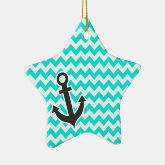 水色シェブロンの航海のないかり セラミックオーナメント (右)