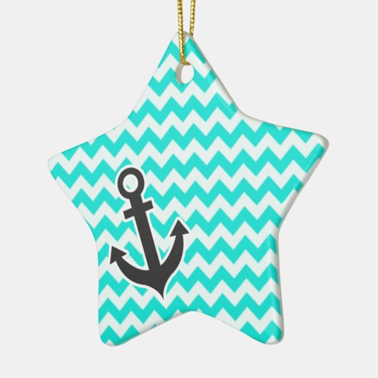 水色シェブロンの航海のないかり セラミックオーナメント (左)