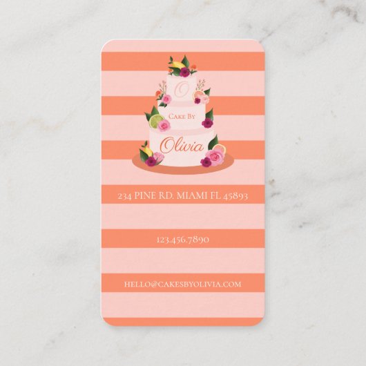 水色シタスフローラ3層ケーキケーキベーカリー 名刺 (裏面)