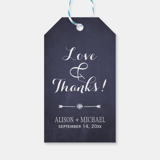 水色シック牡丹ウィンターネイビーブルーありがとう ギフトタグ (裏面)