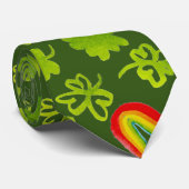 水色シャムロックと虹アイリッシュグリーン ネクタイ (ロール)