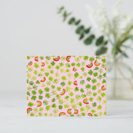 水色シャムロック&レインボーアイリッシュセントパティーズ ポストカード