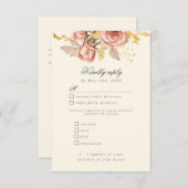 水色シャンパンバラRSVP w食事の選択肢 出欠カード (正面/裏面)