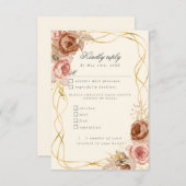 水色シャンパンバラRSVP w食事の選択肢 出欠カード (正面/裏面)